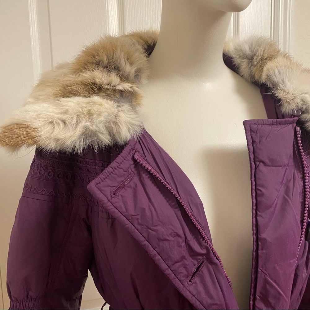 Women's Purple Fur-Trimmed Coat - Picture 9 of 13
